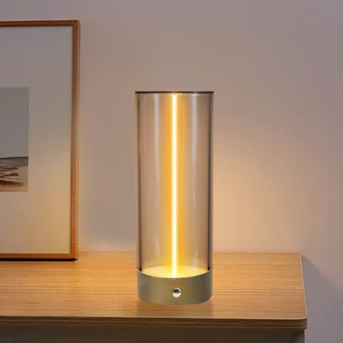 Minimalistische Tischlampe Kabellos, LED Tischlampe Touch Dimmbar, Tischleuchte USB Aufladbar mit Zurücksetzbar Magnetisch Filament, Kristall Tischlampe für Schlafzimmer, Bar, Tischdekoration (A)