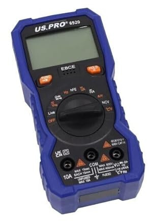 US PRO Tools LCD Digital Multimeter - NCV - AC & DC 4-600V 10MA-10A, Battery Test, 6920