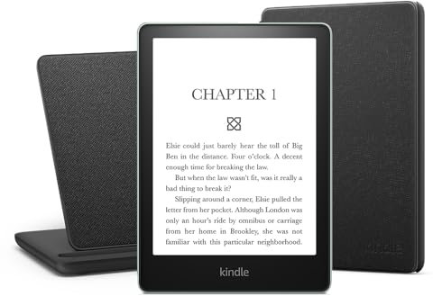 Kindle Paperwhite Signature Edition Essentials Bundle including Kindle Paperwhite Signature Edition, Agave Green - Wifi, Without Ads, Amazon Leather Cover, and Wireless Charging Dock