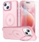 Beeasy pour Coque iPhone 15, Compatible avec MagSafe, Magnétique Case [Metal Béquille+2 Protection Écran] Militaire Protection, Résistant Aux Rayures,Translucide Rose