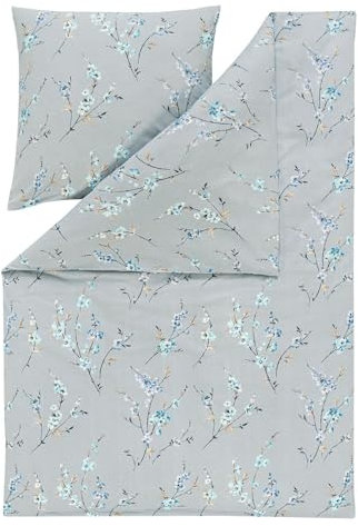 ESTELLA Feinflanell Bettwäsche Trento grau 1 Bettbezug 155 x 220 cm + 1 Kissenbezug 80 x 80 cm