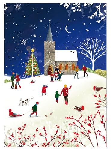 Weihnachtskarten mit Umschlag Set 10 Stück - Schneelandschaft, 10er Set A6 Weihnachts Klappkarten mit Umschlägen, Christmas Cards von Just Cards Direct