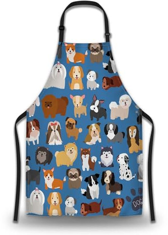 Olikked Haushaltsschürze für Damen, Hund und Welpen, Schürzen für Küche, Kochen, Restaurant, Grillen, Malen, Basteln, Gartenarbeit, 68,6 cm (B) x 78,7 cm (H), wasserdichte Schürzen