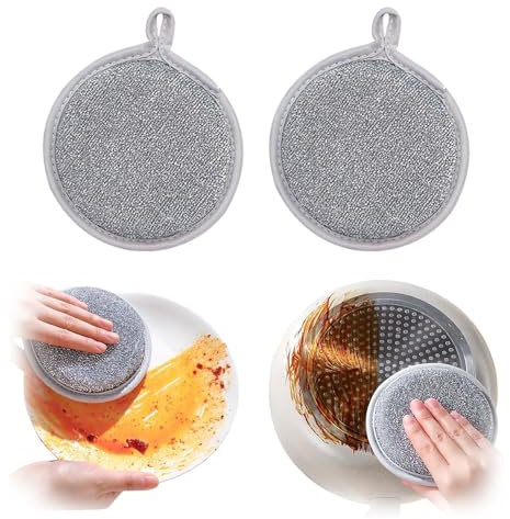 2-Stück Mehrzweck-Drahtgeschirrtücher für Nass und Trocken,Drahtgeschirrtuch,Multifunktionales Kratzfestes Draht Geschirrtuch,Drahtspültuch,Putzlappen,Mehrzweck Geschirrspüllappen aus Draht Spültuch
