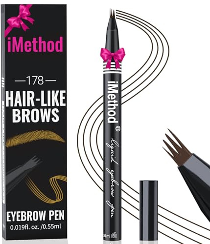 iMethod Augenbrauenstift Mit Mikro-4-Gabel-Spitze - Microblading für Haarähnliche Augenbrauen, Lang Anhaltend, Wischfest, Dark Brown