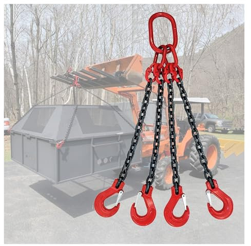 Catene di sollevamento Imbracatura a catena a 4 gambe per carichi pesanti, Catene di sollevamento di fabbrica con marcatura standard, Catene di sollevamento con ganci per carichi da 2 3 5 tonnellate(2