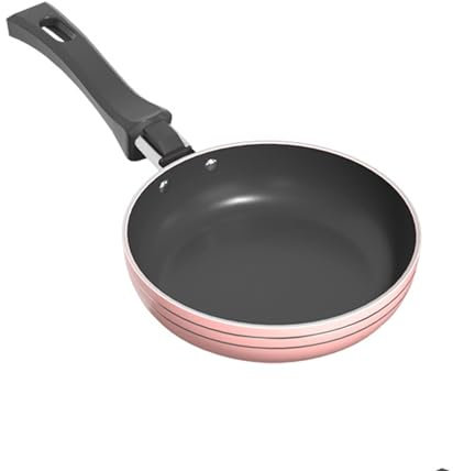 Zoofen 4.7 Frying Pan Mini Round Egg Skillet Non Stick One Egg Fry Pan Breakfast Pan with Long Handle(Pink)