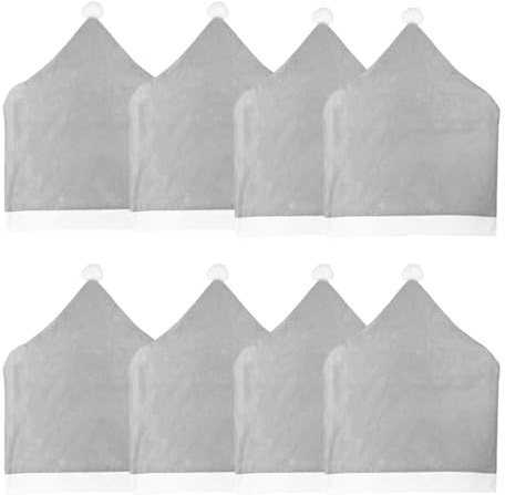 Morbuy Weihnachten Stuhlhussen 4-10er Set Nikolausmütze Esstisch Stühlen Set, 60x50cm Weihnachtsdeko Stuhlhussen Hussen für Esszimmerstühle, Weihnachtsfeier (Grau,8er Set)