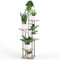Ovshnrr 6 Niveaux Support de Plante en Métal Bois, Porte Plante Intérieur/Extérieur, Étagère à Fleurs, Meuble Plante pour Jardin/Salon/Balcon/Bureau