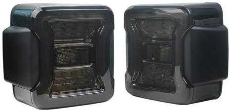Jeep Rückleuchten Für Wrangler Für JK Für JL 2007-2024 LED Rücklicht Rückwärtsgangbremse Lampe Rücklicht Blinker EU Version Bremslampe(Black lens 2018-2024)