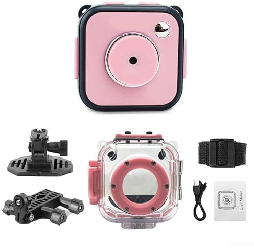 Kids Camera, 1080P HD Video Camera For Kids, 17.2 * 10.3 * 6cm Kids Digital Camera, For Underwater Selfies, Swimming, Beach, For Kids(pink)