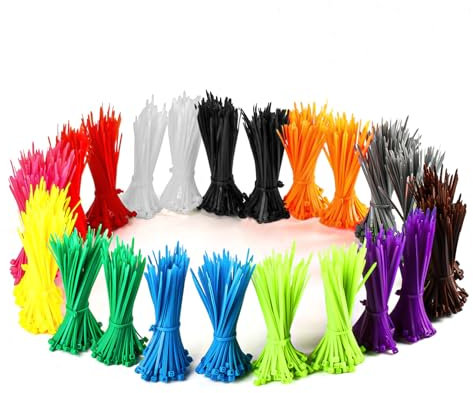 2400 Stück farbige Nylon-Kabelbinder, 3mmx100mm, UV-beständig – Set für Zuhause, Büro, Garten, Garage, Werkstatt – 12 Farben (12Farbe-2400)
