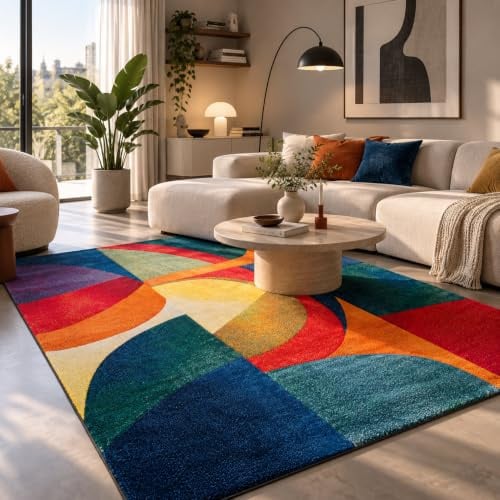 Pergamon Maui Designer Teppich Petrol Grün – moderner Wohnzimmer Teppich mit geometrischem Muster, weich & pflegeleicht