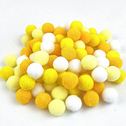 Anevous 2000 Stück Pompons, Flauschigen Plüsch Bälle,Mini Bommeln Pom Poms,Pompom zum Basteln für Lustige DIY Kreative Handwerk, Ostern, Weihnachten, Gelb 1cm
