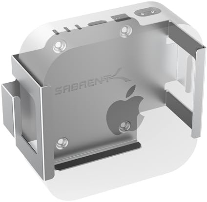 SABRENT Wandhalterung Mac mini 2024 - Desk/Wall Flex-Mount aus Aluminium, Kratzfest - Mac mini Halterung für Wand, Schreibtisch oder Oberfläche mit Kabelmanagement & Belüftung (BK-MAC2)