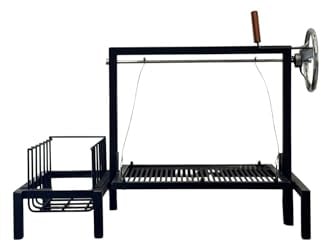 Grill Argentino con Braciere - #TallerDelBBQ in Acciaio Rinforzato con Sistema di Sollevamento | Fatto a Mano da BBQ Workshop | per Legna o Carbonella | Stile Santa Maria