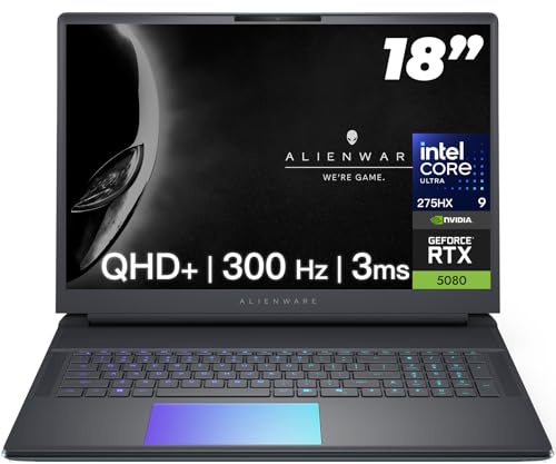 Alienware Ordenador portátil Gaming Area-51 de 18, GeForce RTX 5080 16GB GDDR7-18 QHD+ 300Hz, Intel Ultra 9 275HX, AlienFX RGB Lighting, Wi-Fi 7, AI NPU, Quad Fan Cooling, Win 11PRO (64GB DDR5