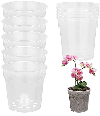 Pots d'orchidées 10pcs Pots végétaux Transparents 10, 9 cm Graines de récipient de Fleurs en Plastique avec Trou pour Plantes extérieures intérieures orchidées