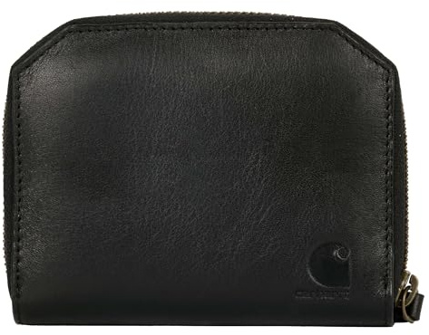 Carhartt Lässige Damen-Geldbörse aus Vollnarbenleder, mehrere Karten- und Geldfächer für einfachen Zugriff, Schwarz, Einheitsgröße