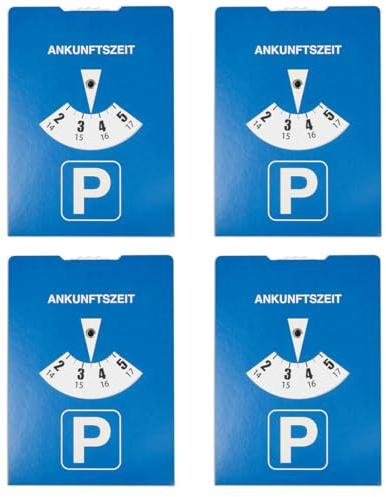 4 Stück Parkscheibe, aus Papier einstellbar, Parkuhr mit Ankunftszeit, für Auto, LKW, Wohnmobil, Parking Disc Blue, Parkscheiben, Parkkarte, Blaue Papier Park Scheibe Karte