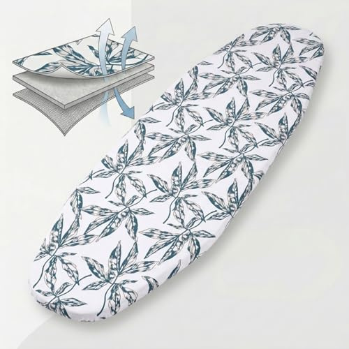 Umiin Extra Large Ironing Board Cover 165×65 cm, Replacement Ironing Table Covers XXL with Cotton Top and 6 mm Thick Felt Padding Elastic Band Straps & Hook