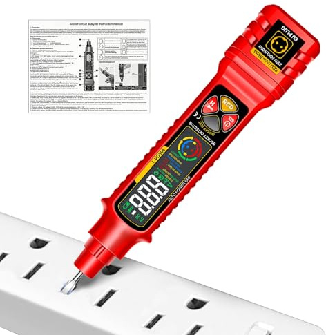 Analyseur de Circuit Électrique | Vérificateur de Prise Intelligent avec Affichage LED et Témoin Lumineux,Détecteur de Disjoncteur CA 2-300V,pour Voiture Camping-Car Caravane et Maison