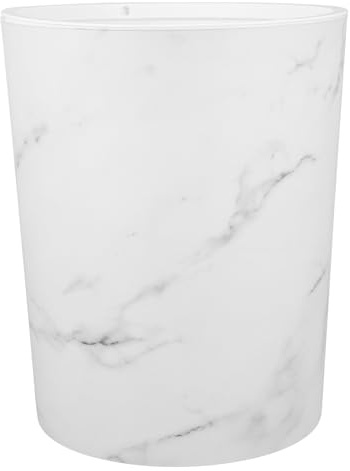 Beavorty Poubelle Cuisine Blanche en Pp avec Motif Marbre Rétro, Grosse Capacité, Fixation Sécurisée des Paquet, pour Salon et Bureau