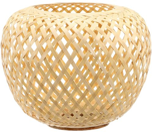 BUTIFULSIC Pantalla Lámpara Bambú Tejido Rústico Colgante Beige | Suaviza Luz Brillante, Protección Visual, Estilo Bohemio para Decoración Hogar