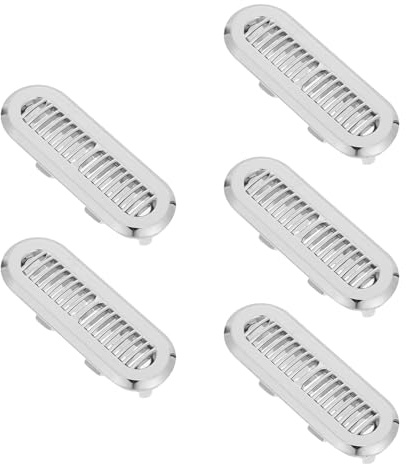 Abaodam Tappo di Troppo Pieno del Lavello in Acciaio Inox 5 Pezzi Copertura Foro Scarico per Sanitari Bagno Piccoli e Filtro Anticaduta Chioma