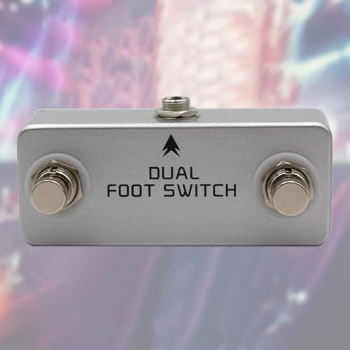 Lagomloot Doppio interruttore a pedale a scatto per amplificatori ed effetti per chitarra, interruttore a pedale in metallo True Bypass con uscita da 1/4, design compatto in alluminio pressofuso per
