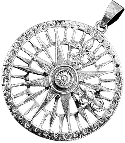 Kiss of Leather 289 - Ciondolo a forma di bussola, in argento Sterling 925
