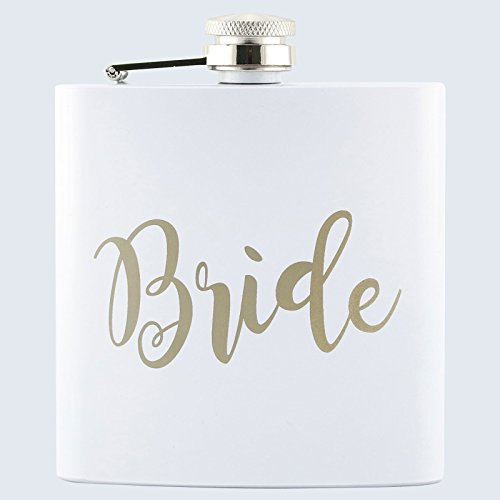 LASERMADE Wedding Bride Bridal Hen Party White 6oz Hip Flask