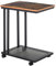 homcom C Shaped Side Table with Wheels, Mobile End Table, Laptop Stand with Metal Frame and Storage Shelf, Rustic Brown