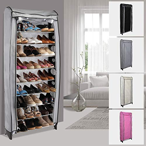 Haushalt International HI Stapelbares Schuhregal (Pink) - Schuhregal Metall & Kunststoff, platzsparende Schuhaufbewahrung, Schuhschrank schmal, Schuhregal hochkant, Schuhregal offen