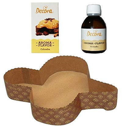 novaservice roma srl Stampo per Colombe Pasquale 500 gr in Carta da Forno monouso + Aroma Liquido per Colombe 50 gr, Dimensione 500 gr Ideali per Torte e Dolci (100 Pezzi)