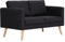 vidaXL Sofa 2-Sitzer mit Rückenkissen Sitzkissen Zweisitzer Polstersofa Loungesofa Lounge Stoffsofa Sitzmöbel Wohnzimmer Stoff Holzrahmen Schwarz