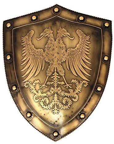 LOOYAR Mittelalterlicher Doppelkopf-Adlerschild für Schwerter, Wanddekoration, Zuhause, Büro, Bar