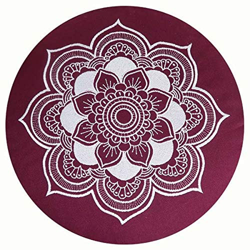 Meditationskissen Yogakissen Celine Madeleine mit Stickerei Bezug waschbar, gefülltes Innenkissen mit Bio-Dinkelspelzen 33 x 15 cm geeignet für Anfänger und Geübte (pflaume)