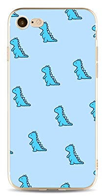 Nodigo Compatible with iPhone SE 2020/iPhone 8/iPhone 7 Black Case Silicone Pretty Cute Pattern Protective Clear Bumper Matte Ultra Thin Slim Pretty Cute Kawaii Dustproof Cover - Dinosaur