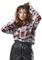 Chemise Femme Checks, Chemise à Carreaux Femme, Coupe Droite & Manches Longues, Blanc, Rouge, Noir, Taille L