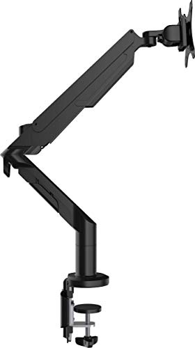 DESQ® Bras Support écran Ressort à gaz - pour moniteurs de 17-36 Pouces, 3-12 Kg., Écran orientable 360°, Portée 62 cm, Pince + Support de Bureau, VESA 75/100 mm, Libération Rapide, Noir