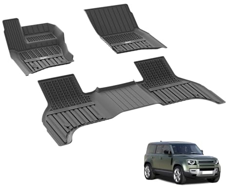 3W Fußmatten für Land Rover Defender 110 5 Sitze L663 2020-2026 | TPE Thorex™ Allwetter, 3D Maßgeschneiderte Passform, Hundefreundlich Auto Zubehör, Wasserdicht & Kratzfest, Antirutsch