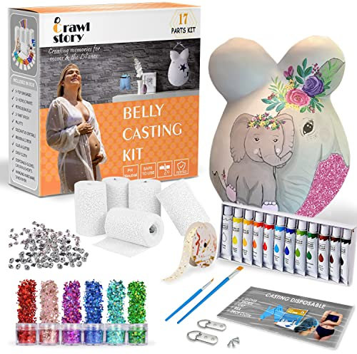 Crawl Story Belly Cast Kit Pregnancy-Baby Casting kit | With 5-Plaster Cloth Roll, Hanging Hardware & Decorative items| Perfect Baby Shower & Pregnancy Gifts|Pregnancy Belly casting kit baby bump cast