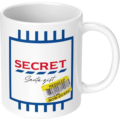 Print Maniacs Secret Santa Mug Gift Christmas Funny Novelty Humor Office TES*o Shopping Gift (White)
