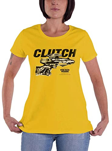 Clutch T Shirt Pure Rock Wizards Logo Nue offiziell Damen Skinny Fit Gelb