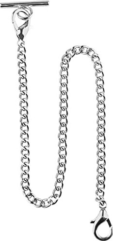 Taschenuhr Kette Albert T-Bar Kette Antik T-Form Hängende Uhrenkette 14 Zoll Einzelgliederweste Gürtel, silberfarben