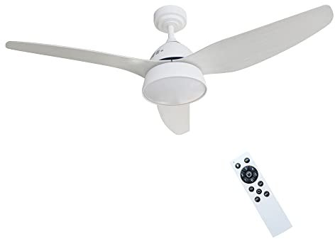 wonderlamp - Ventilador de techo Blanco, Motor DC Silencioso, Luz LED y Altavoz Bluetooth Tijo