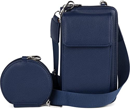 styleBREAKER Damen Taschen Set 2-Teilig Mini Bag mit Handy Fach und RFID Schutz, Umhängetasche, Handytasche, Crossbag 02012385, Farbe:Dunkelblau