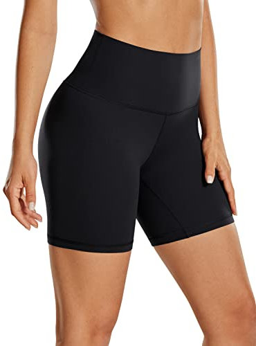 CRZ YOGA Butterluxe Damen Radlerhose Kurze Sporthose High Waist Yoga Sommer Shorts Laufshorts Fitness Hose - 15cm Schwarz 38