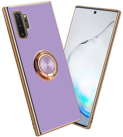 Cadorabo Hülle kompatibel mit Samsung Galaxy NOTE 10 PLUS Schutzhülle TPU Silikon Case mit Ring Design mit Kameraschutz Slim Kratzfest Gummi mit Rundumschutz Case Hülle für Galaxy NOTE 10 PLUS in Lila